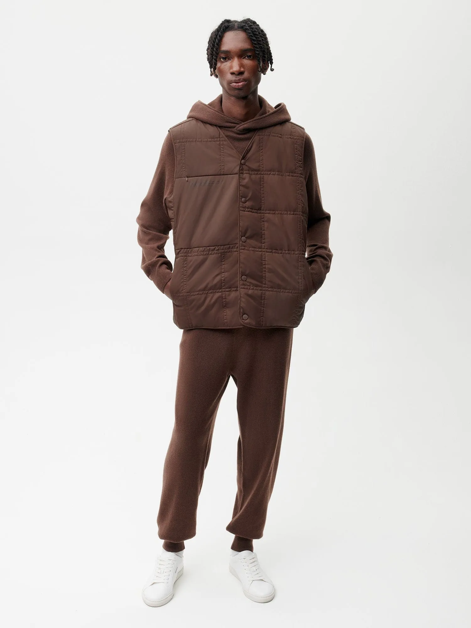Mens Flower-Warmth Quilted Giletchestnut brown