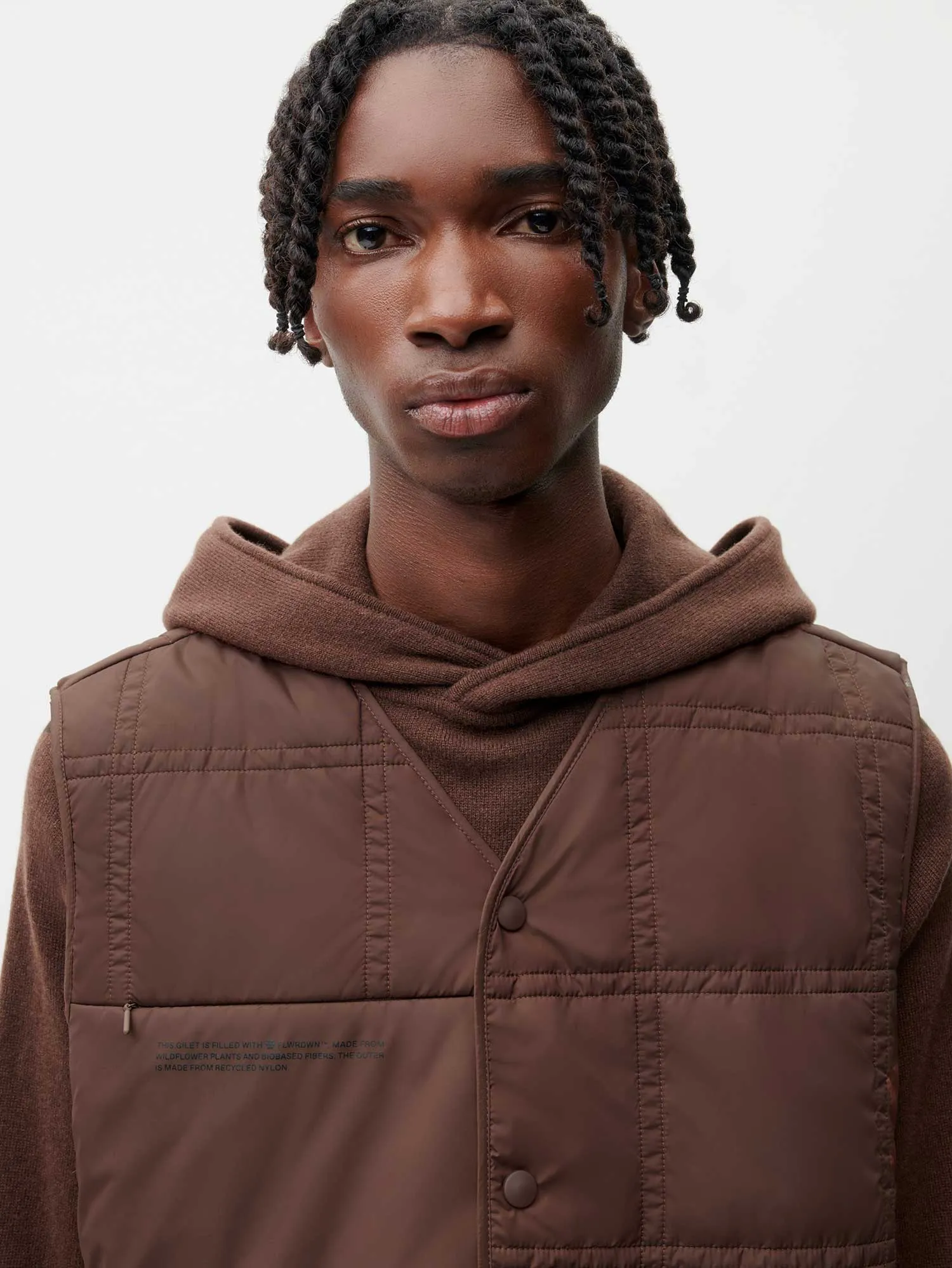 Mens Flower-Warmth Quilted Giletchestnut brown