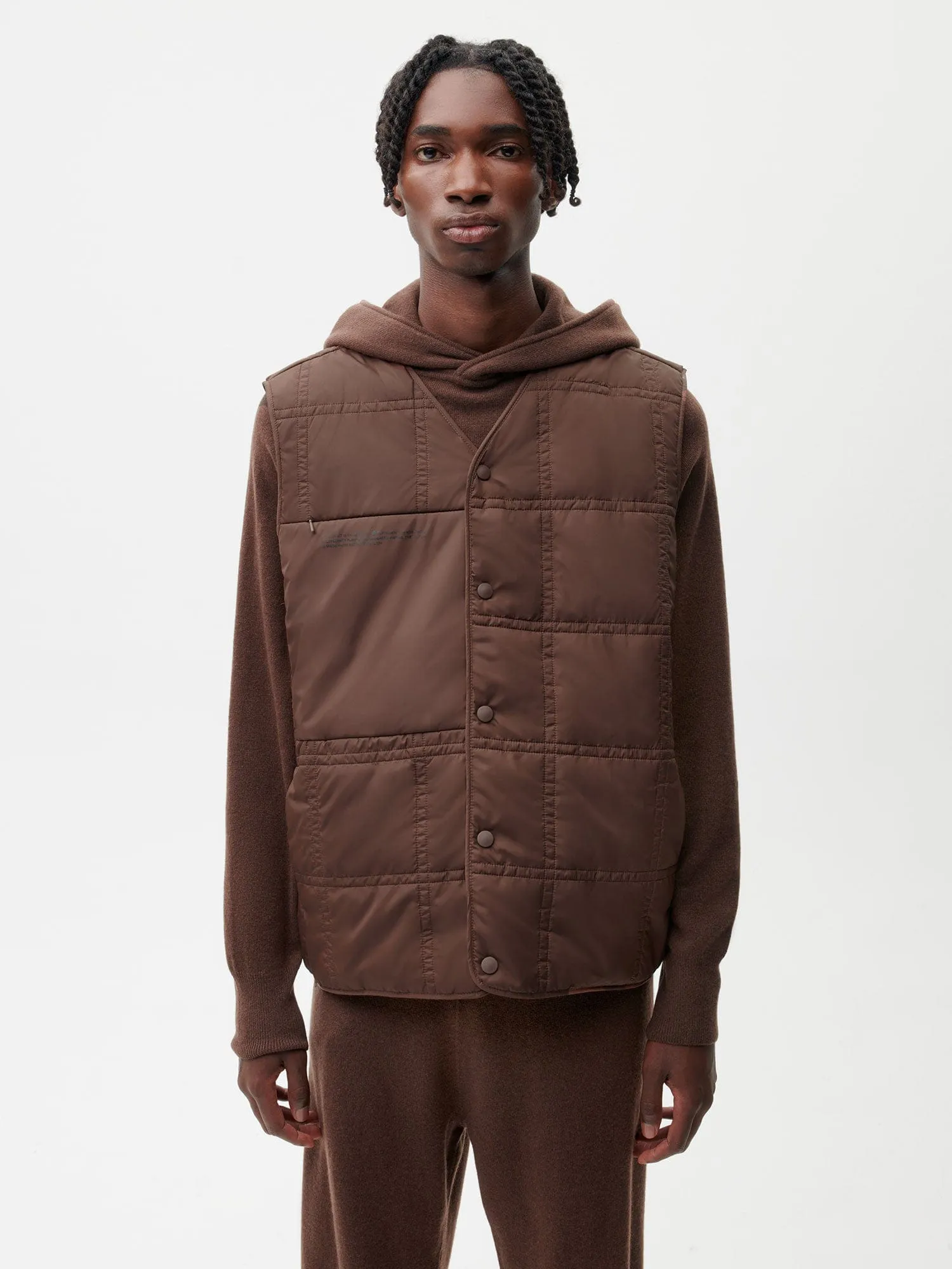 Mens Flower-Warmth Quilted Giletchestnut brown