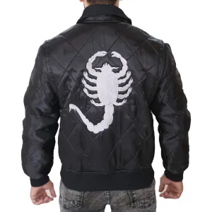 Mens Ryan Gosling Black Satin Drive Scorpion Jacket