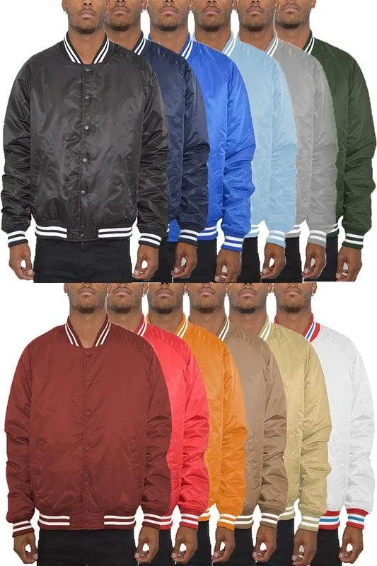 Mens Solid Color Varsity Jackets