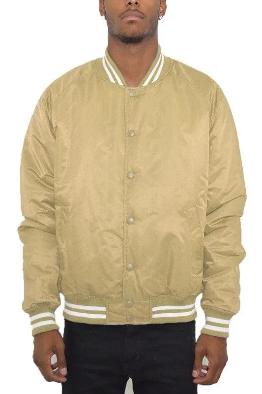 Mens Solid Color Varsity Jackets