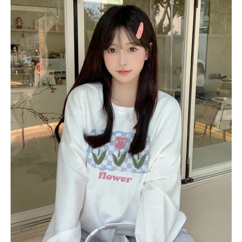 Metaversmall Apricot Sweet Simple Female Sweatshirts Pullover Casual Loose O-neck Basic Women's Hoodies Winter Fashion Office Ladies