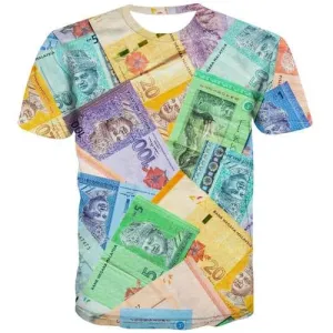 Money T shirts Men Flower T-shirts Graphic Malaysia Tshirt Printed Character Shirt Print Harajuku Tshirts Novelty Short Sleeve