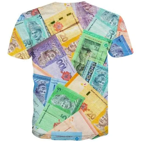 Money T shirts Men Flower T-shirts Graphic Malaysia Tshirt Printed Character Shirt Print Harajuku Tshirts Novelty Short Sleeve