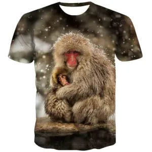 Monkey T-shirt Men Animal Tshirts Casual Snow T-shirts Graphic Funny Tshirt Anime Harajuku Tshirts Cool Short Sleeve summer Men