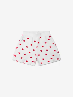 Monnalisa Girls Cotton Fleece Heart Shorts