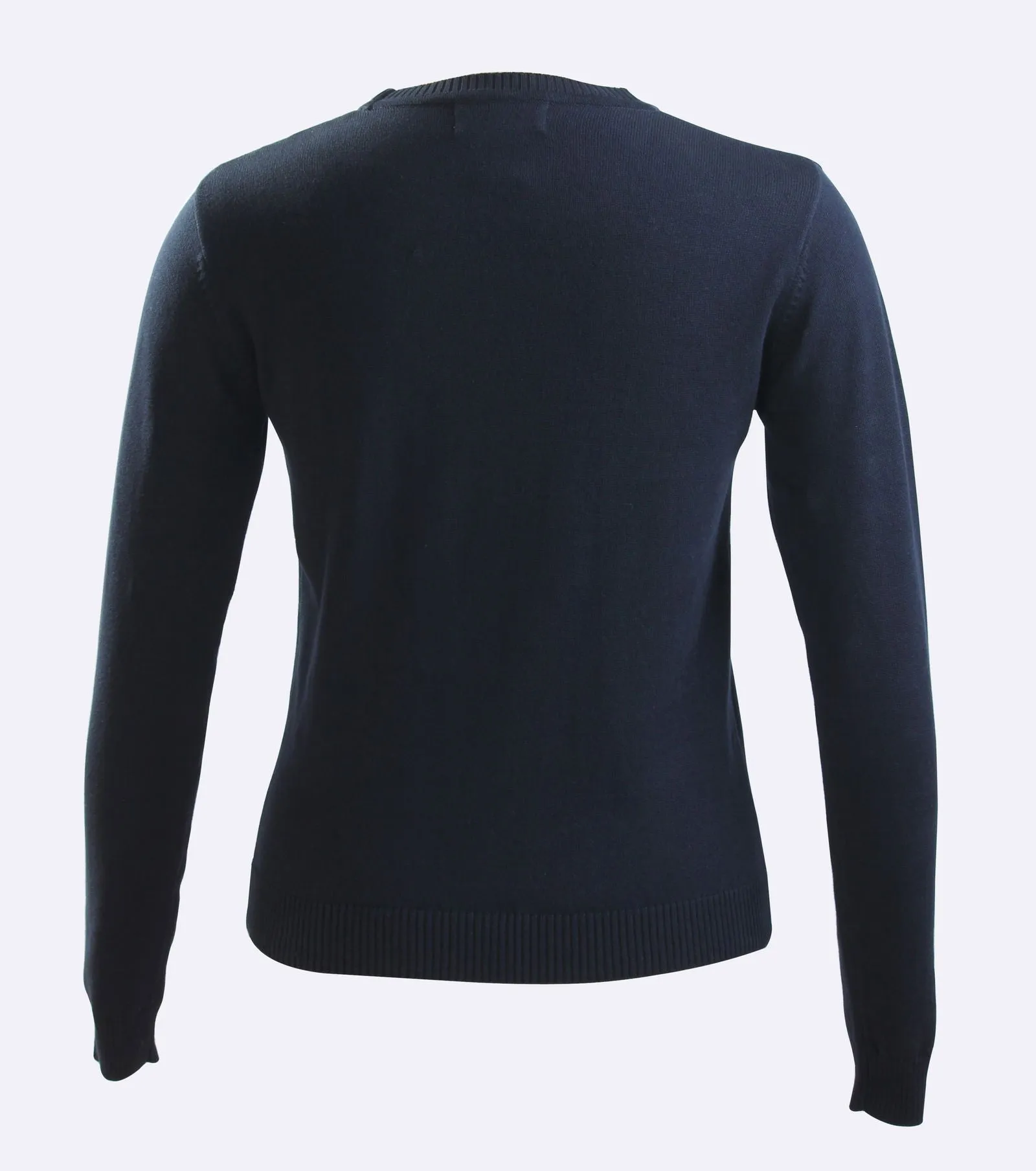 Navy V-neck Cotton Knit sweater V-12