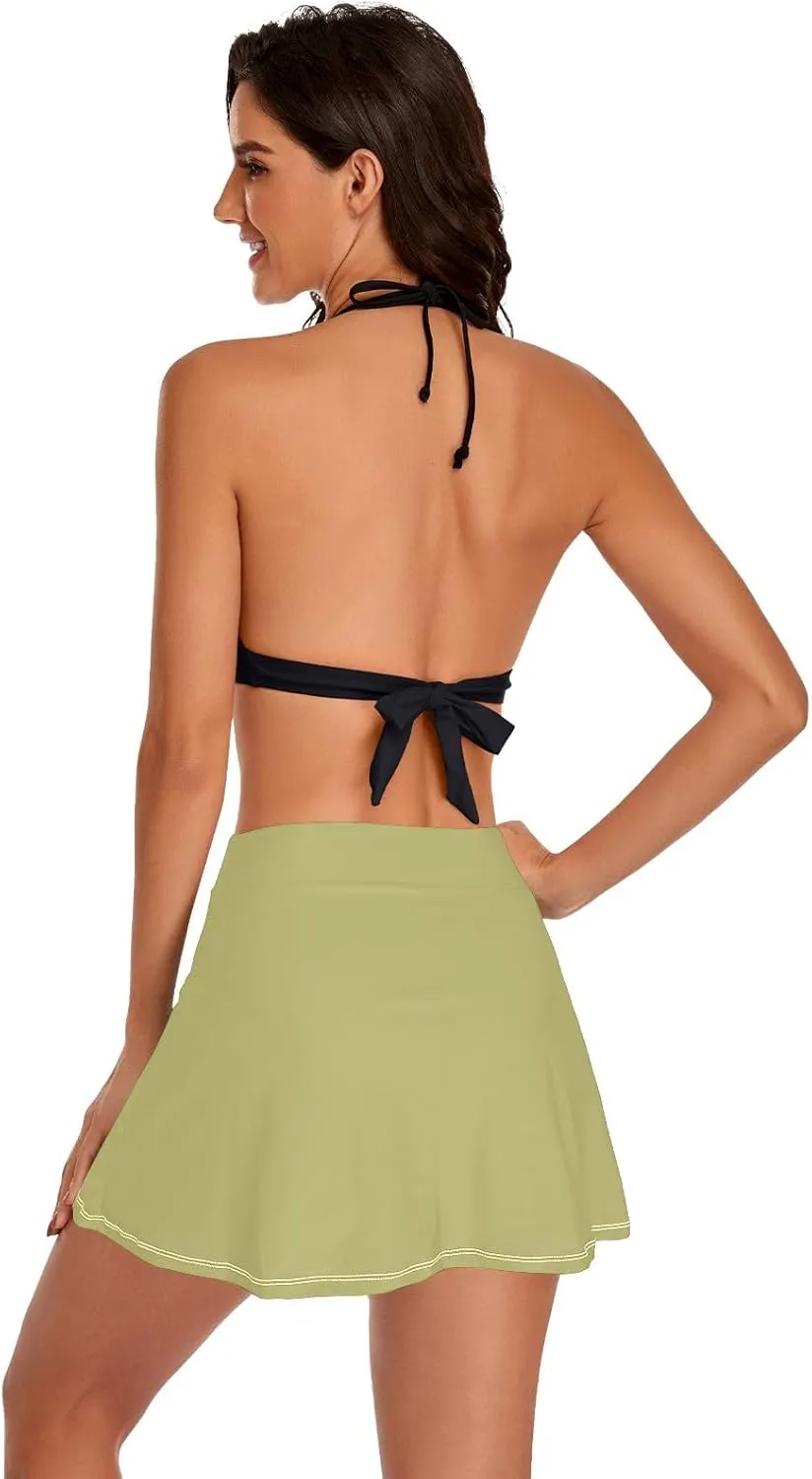 ODAWA Alice Blue Swim Skirt Women's Swim Skirt with Pocket Swim Skirts for Women