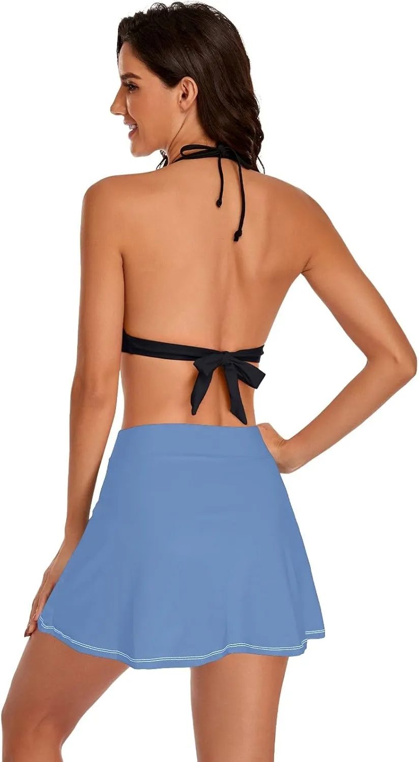 ODAWA Alice Blue Swim Skirt Women's Swim Skirt with Pocket Swim Skirts for Women