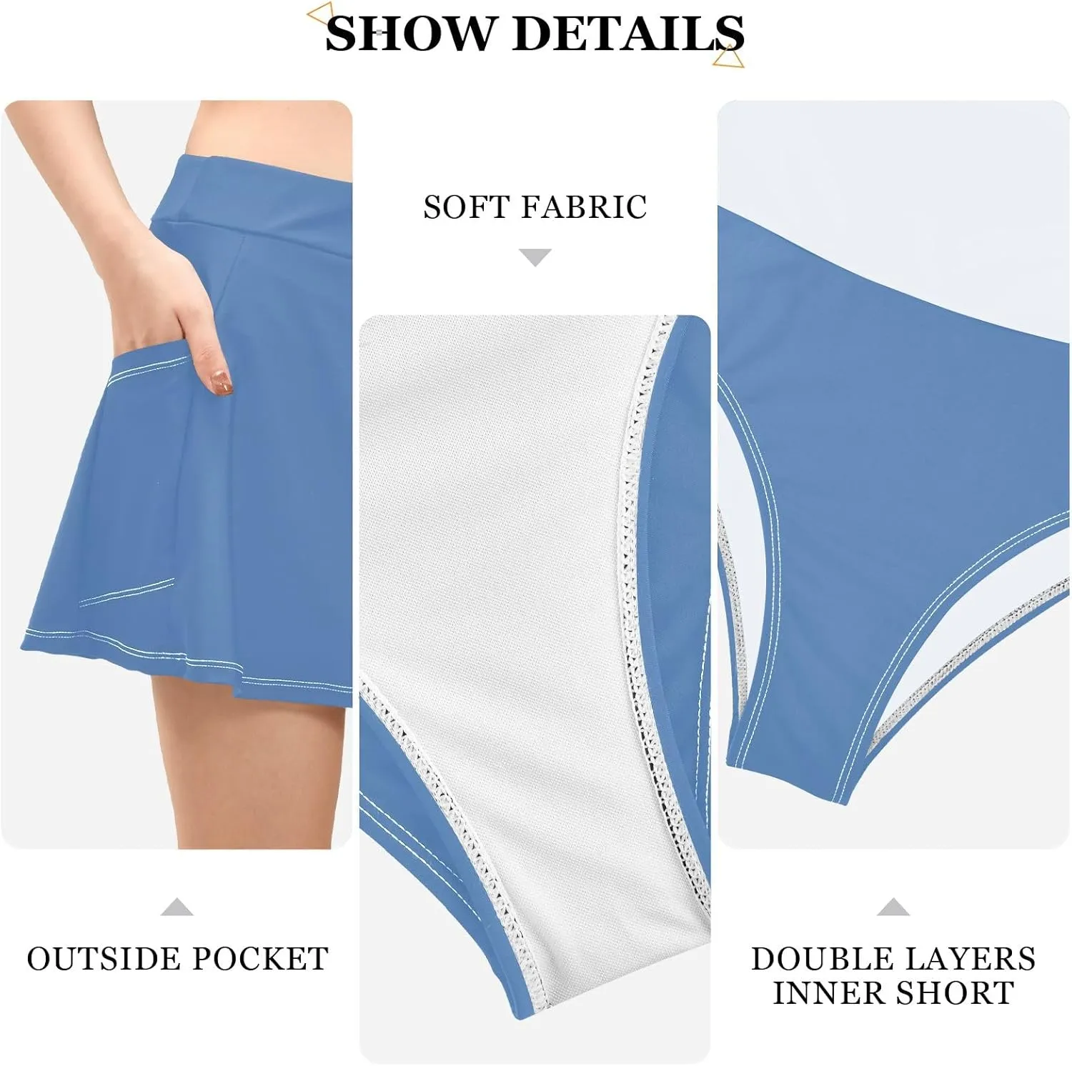 ODAWA Alice Blue Swim Skirt Women's Swim Skirt with Pocket Swim Skirts for Women
