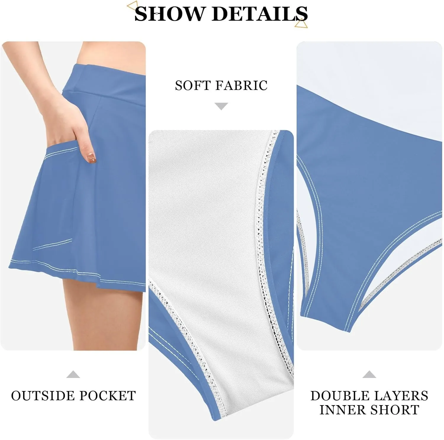 ODAWA Alice Blue Swim Skirt Women's Swim Skirt with Pocket Swim Skirts for Women