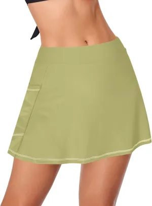 ODAWA Alice Blue Swim Skirt Women's Swim Skirt with Pocket Swim Skirts for Women