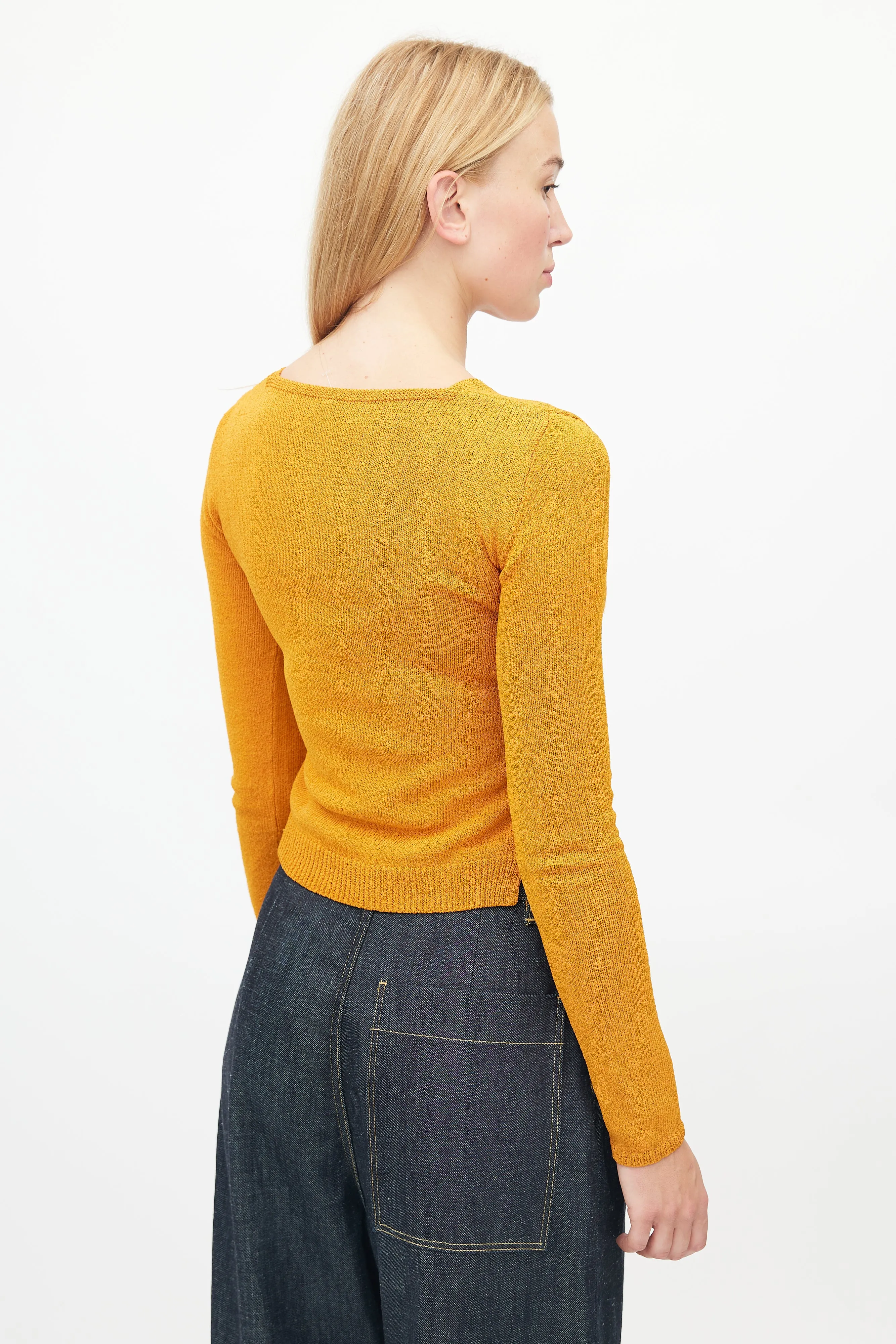 Orange V-Neck Knit Sweater