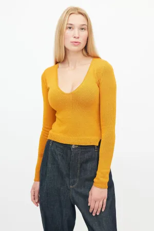 Orange V-Neck Knit Sweater