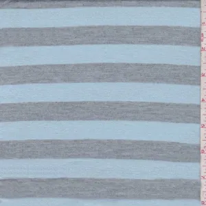 Pale Blue/Grey Stripe Tissue Jersey Knit Fabric