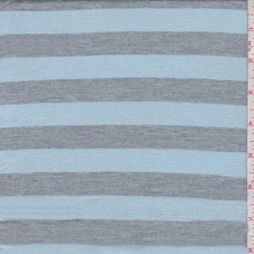 Pale Blue/Grey Stripe Tissue Jersey Knit Fabric