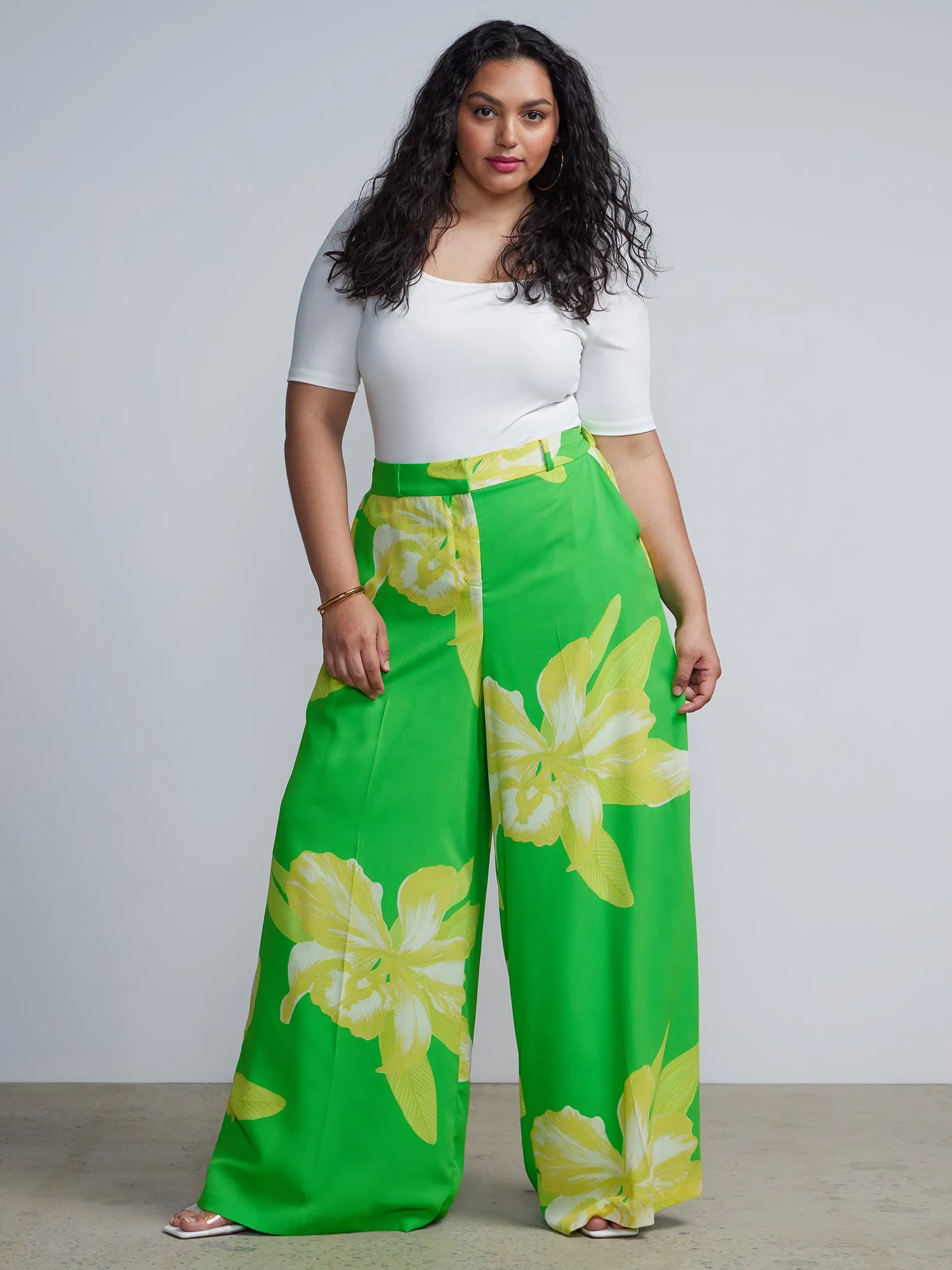 Plus Super Wide High Rise Floral Palazzo Pants