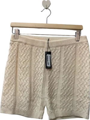 PrettyLittleThing Cream Cable Knit Shorts UK M