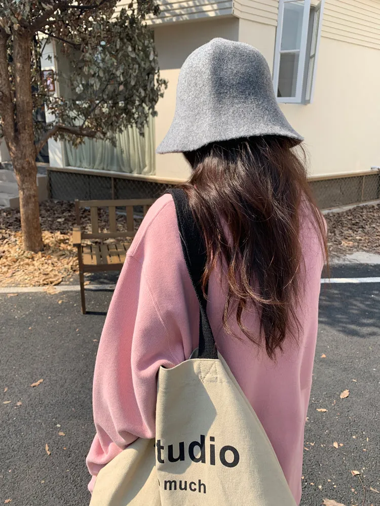 Purpdrank - Vintage Women Sweatshirt Autumn Casual Loose Solid White Zip Up Polo Collar Basic Winter Female Oversized Tops Pullover Hoodies