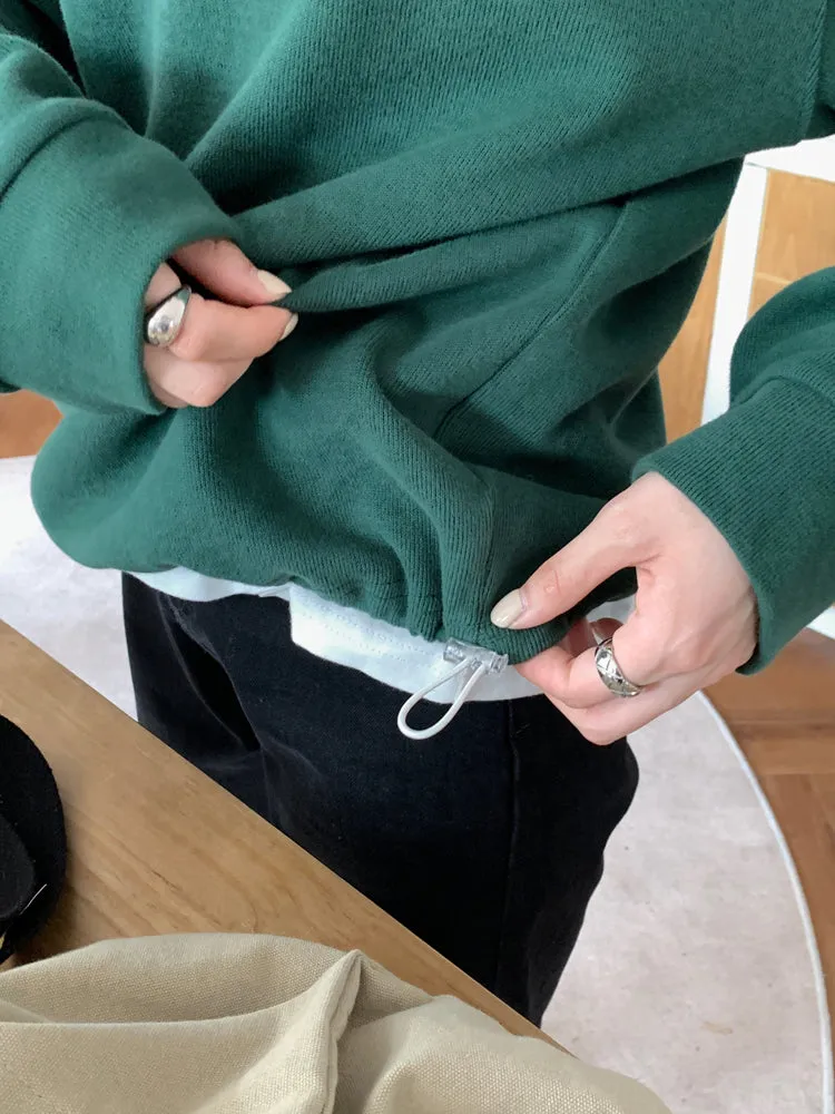 Purpdrank - Vintage Women Sweatshirt Autumn Casual Loose Solid White Zip Up Polo Collar Basic Winter Female Oversized Tops Pullover Hoodies