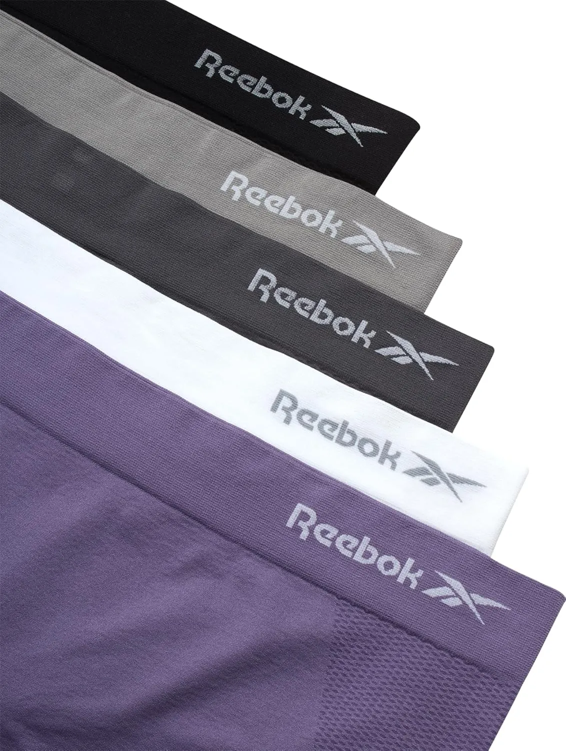 Reebok Women's Boy Shorts Underwear - 5 Pack Stretch Performance Boyshort Panties - Seamless Underwear for Women (S-XXL)