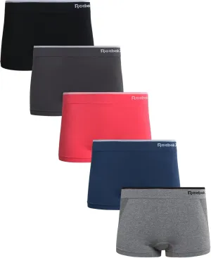 Reebok Women's Boy Shorts Underwear - 5 Pack Stretch Performance Boyshort Panties - Seamless Underwear for Women (S-XXL)