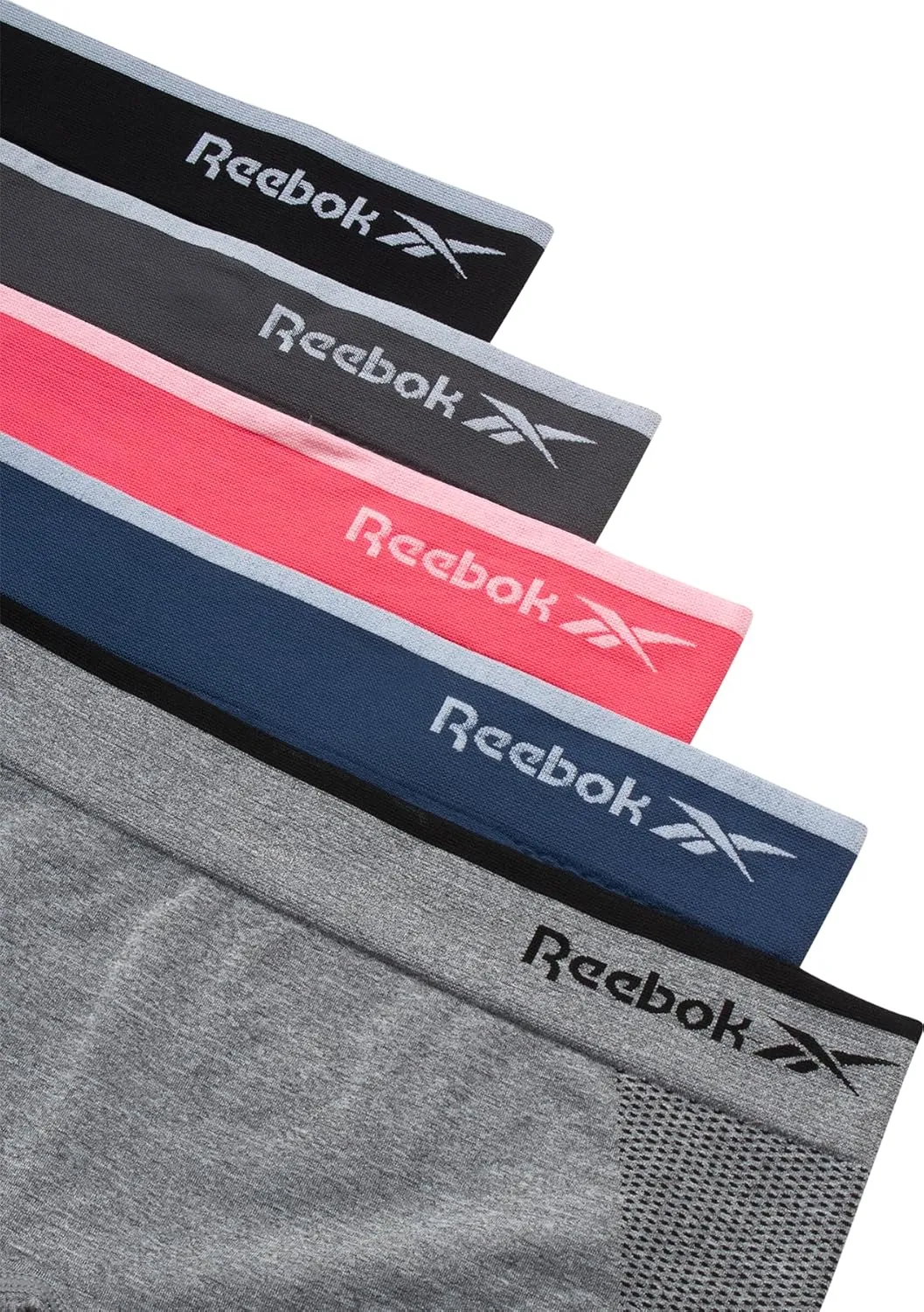 Reebok Women's Boy Shorts Underwear - 5 Pack Stretch Performance Boyshort Panties - Seamless Underwear for Women (S-XXL)