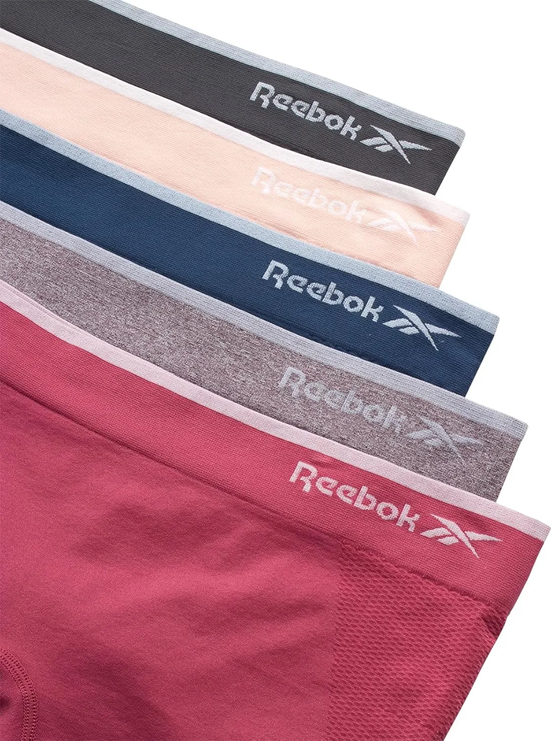 Reebok Women's Boy Shorts Underwear - 5 Pack Stretch Performance Boyshort Panties - Seamless Underwear for Women (S-XXL)