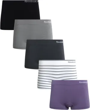 Reebok Women's Boy Shorts Underwear - 5 Pack Stretch Performance Boyshort Panties - Seamless Underwear for Women (S-XXL)