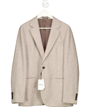 REISS Beige Single-breasted Blazer With Wool In Puppytooth Check In Taupe/off White UK 40" CHEST
