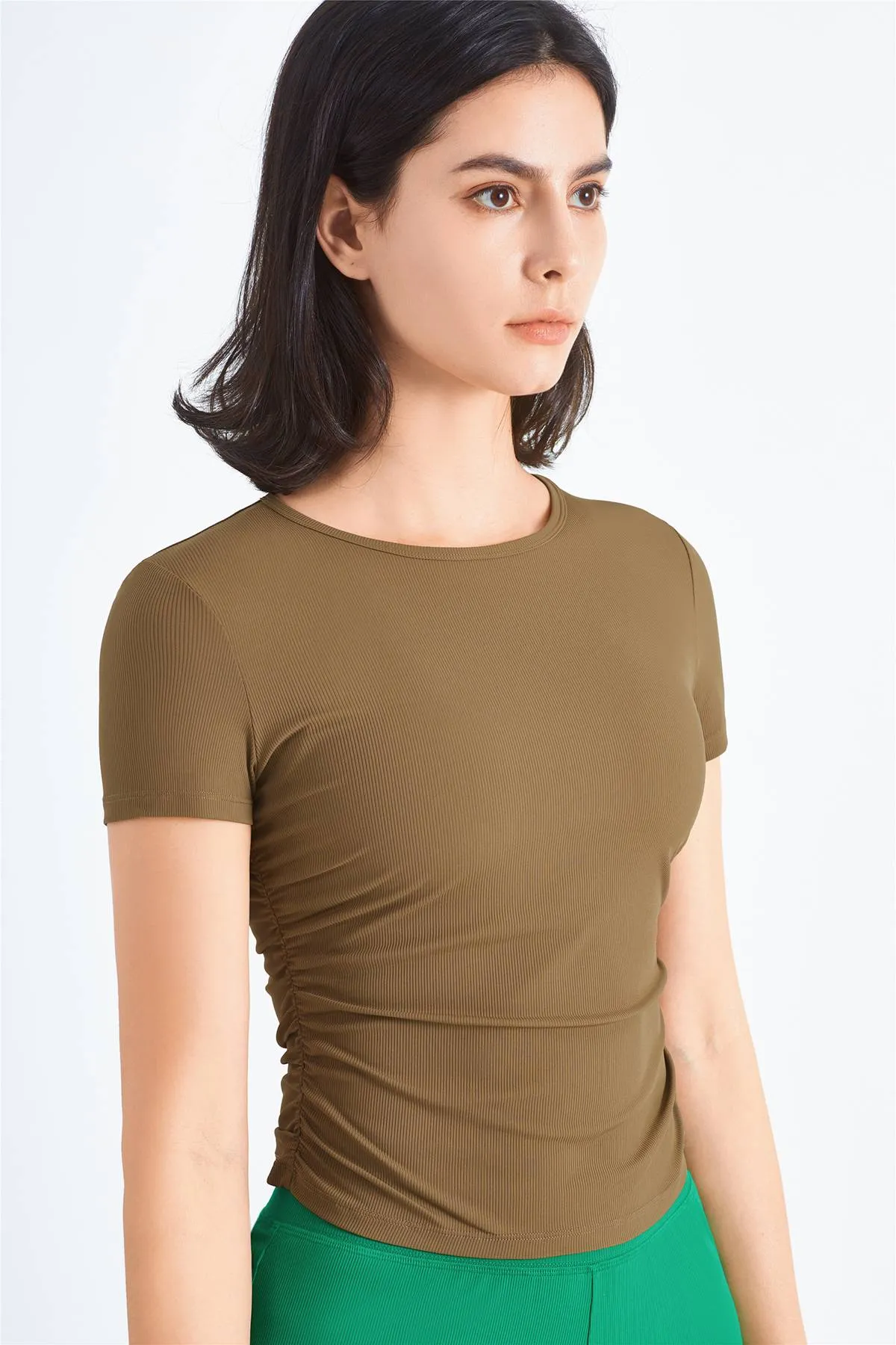 Ribbed Crew Neck T-Shirts UPF50 