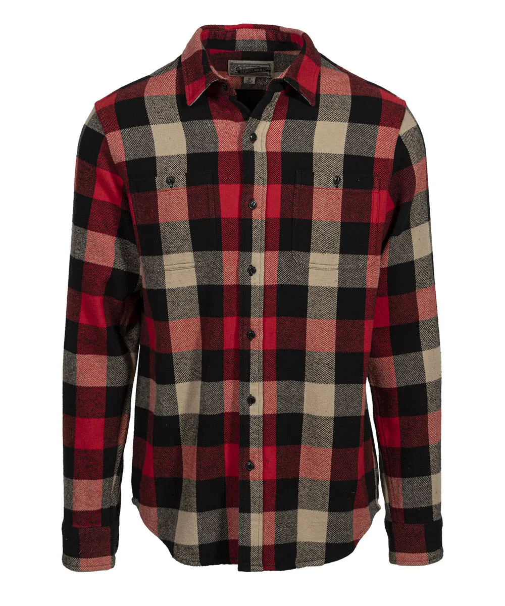 Schott NYC Men's Plaid Flannel Shirt - Black/Red