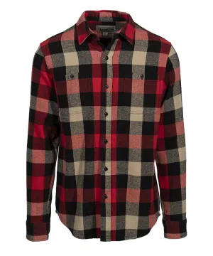 Schott NYC Men's Plaid Flannel Shirt - Black/Red