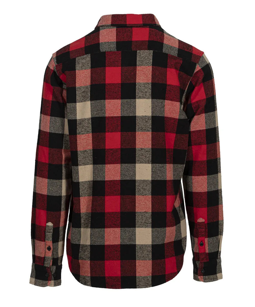 Schott NYC Men's Plaid Flannel Shirt - Black/Red