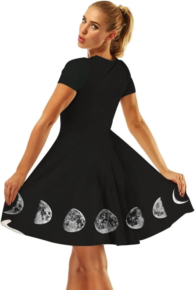 Sister Amy Women's Galaxy Printed Elastic Round Neck Sleeveless Shaping Camisole Skater