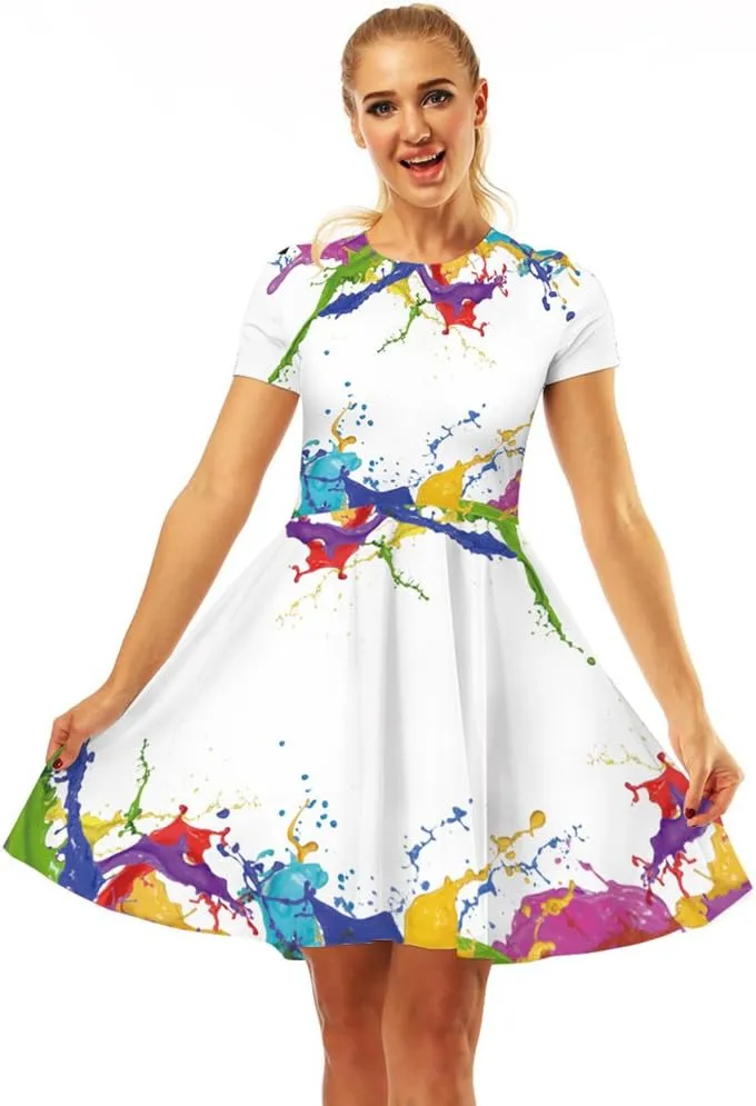 Sister Amy Women's Galaxy Printed Elastic Round Neck Sleeveless Shaping Camisole Skater
