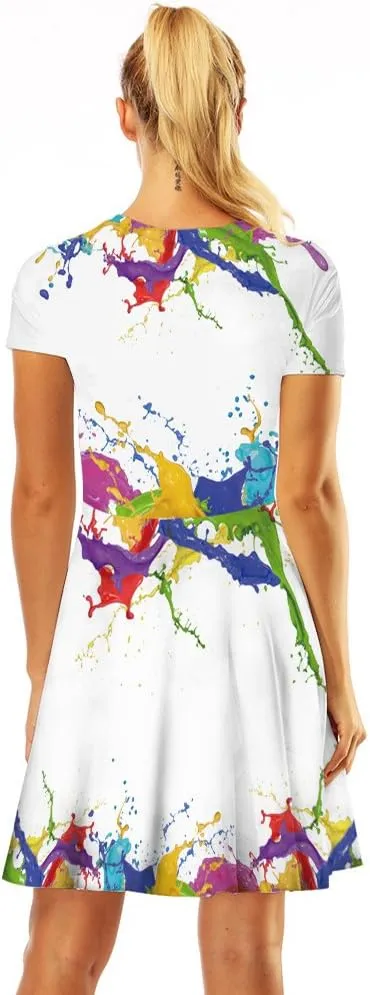 Sister Amy Women's Galaxy Printed Elastic Round Neck Sleeveless Shaping Camisole Skater