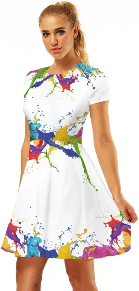 Sister Amy Women's Galaxy Printed Elastic Round Neck Sleeveless Shaping Camisole Skater