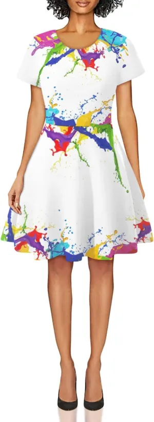 Sister Amy Women's Galaxy Printed Elastic Round Neck Sleeveless Shaping Camisole Skater