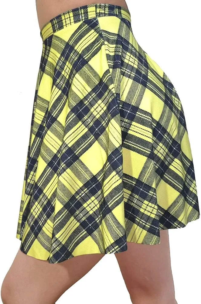 Sister Amy Women's Pleated Elastic Waist Band Flared Printed Midi Skater
