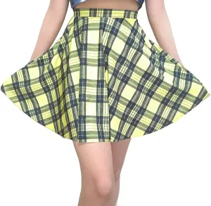 Sister Amy Women's Pleated Elastic Waist Band Flared Printed Midi Skater
