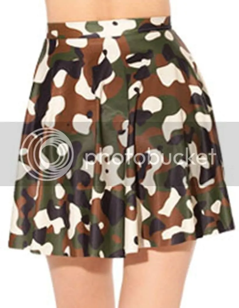 Sister Amy Women's Pleated Elastic Waist Band Flared Printed Midi Skater