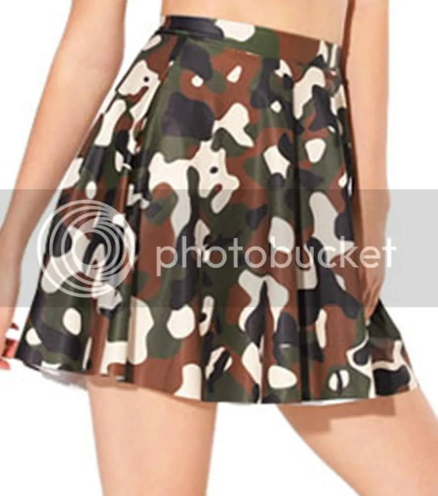 Sister Amy Women's Pleated Elastic Waist Band Flared Printed Midi Skater