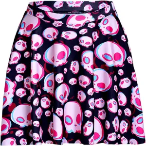 Sister Amy Women's Pleated Elastic Waist Band Flared Printed Midi Skater
