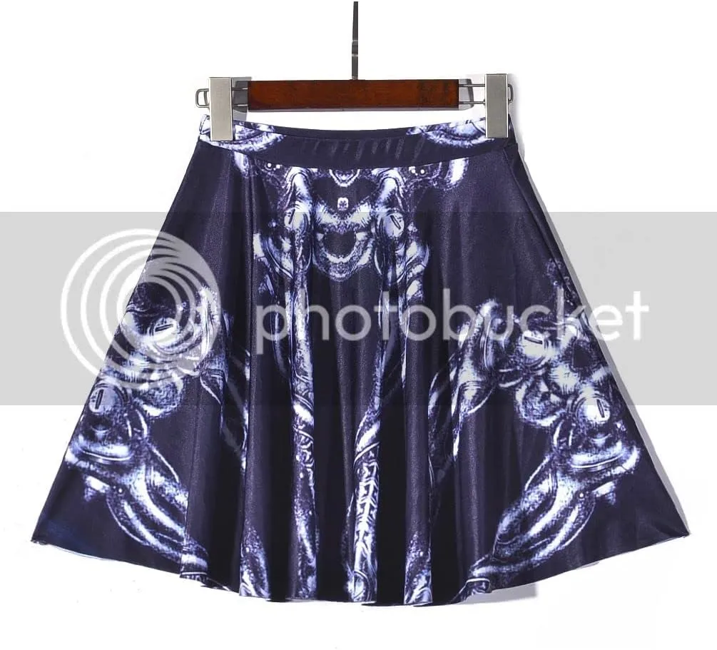 Sister Amy Women's Pleated Elastic Waist Band Flared Printed Midi Skater