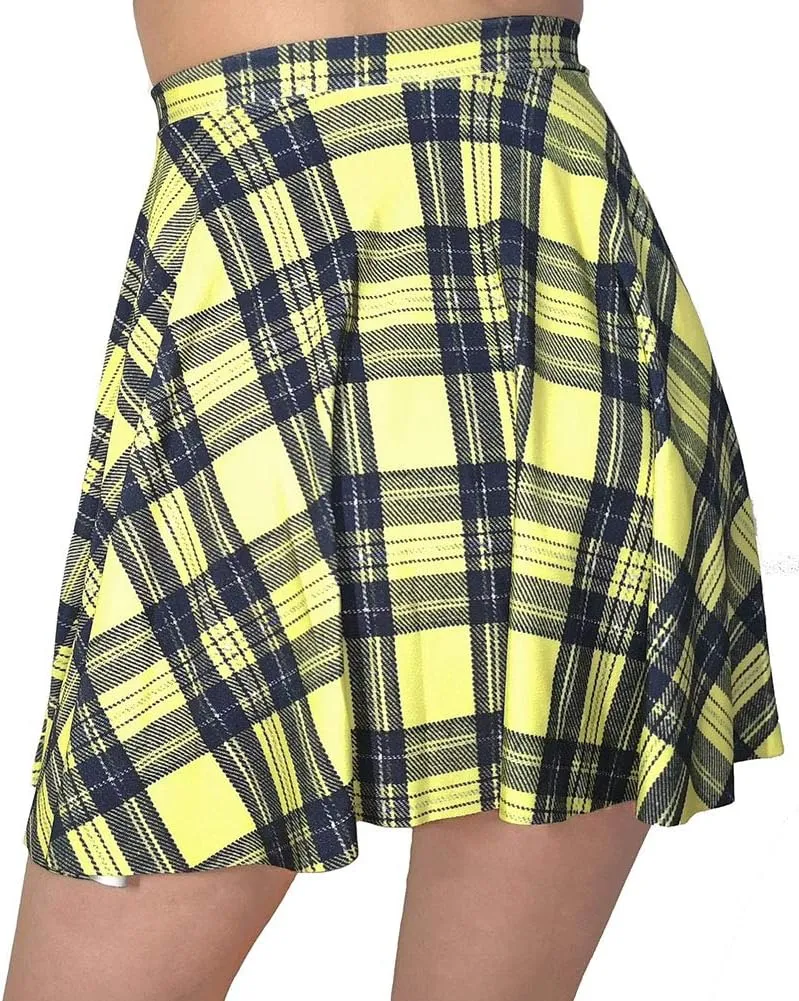 Sister Amy Women's Pleated Elastic Waist Band Flared Printed Midi Skater
