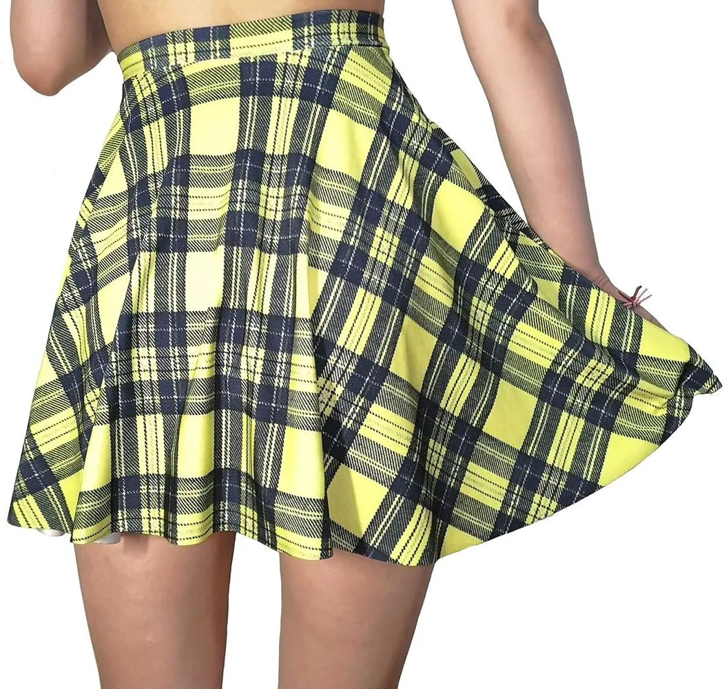 Sister Amy Women's Pleated Elastic Waist Band Flared Printed Midi Skater
