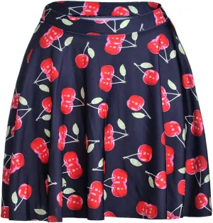 Sister Amy Women's Pleated Elastic Waist Band Flared Printed Midi Skater
