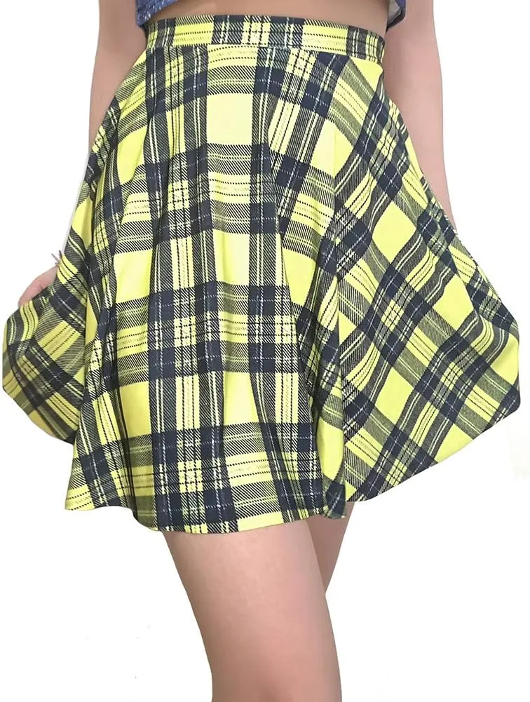 Sister Amy Women's Pleated Elastic Waist Band Flared Printed Midi Skater